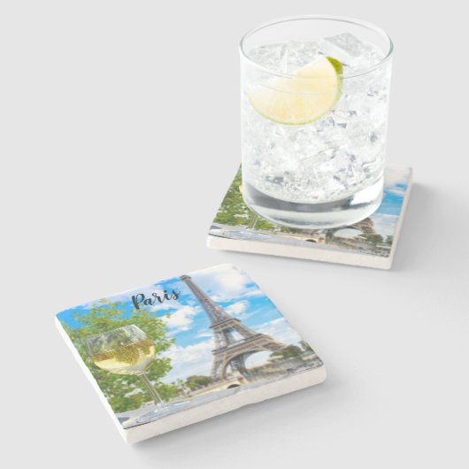 エッフェルタワーショットグラス ストーンコースター (横)