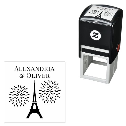 エッフェルタワーシルエット花火カップル名 セルフインキングスタンプ (インサイチュ)