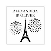 エッフェルタワーシルエット花火カップル名 セルフインキングスタンプ (デザイン)