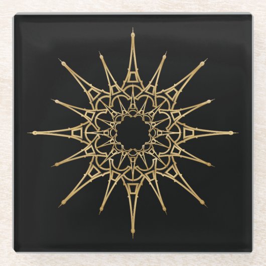 エッフェルタワースターパターン ガラスコースター (正面)