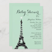 エッフェルタワースパークルスベビーシャワー招待状 招待状 (正面/裏面)