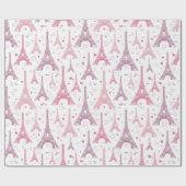 エッフェルタワーズとハート ラッピングペーパー (フラット)