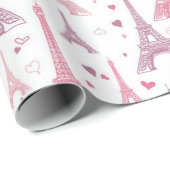エッフェルタワーズとハート ラッピングペーパー (ロールコーナー)