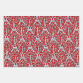 エッフェルタワーズ&フラワーレッド ラッピングペーパーシート (正面3)