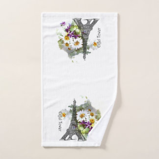 エッフェルタワーデイジースヴィオレットロマンチックハンドタオル ハンドタオル