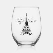 エッフェルタワーデザインステムレスワイングラス ステムなしワイングラス (正面)