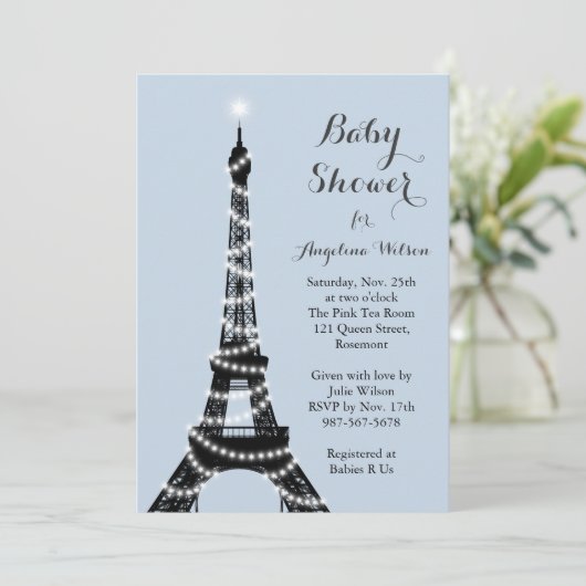 エッフェルタワートゥインクルベビーシャワー招待状 招待状 (スタンド正面)