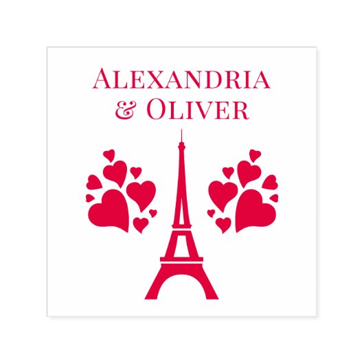 エッフェルタワーハート名またはカップル セルフインキングスタンプ (デザイン)