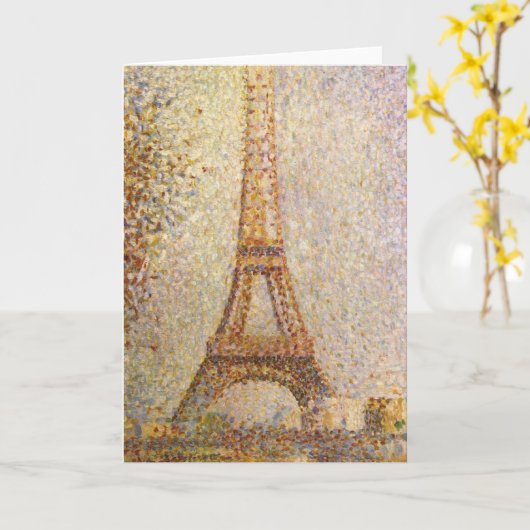 エッフェルタワーバイジョージズシュラットヴィンテージファインアート カード (黄色い花)