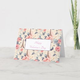 エッフェルタワーバタフライとバラバレンタインデー シーズンカード