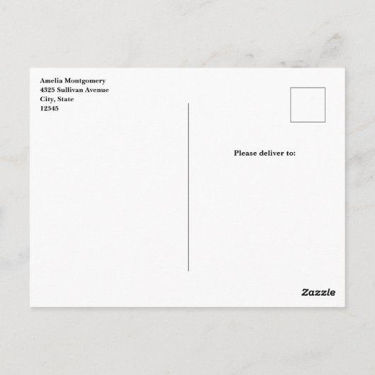 エッフェルタワーバタフライとバラパターンハロー ポストカード (裏面)