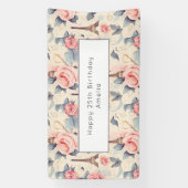 エッフェルタワーバタフライとバラパターン誕生日 横断幕 (縦)