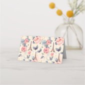 エッフェルタワーバタフライとバラパタ結婚ーン プレイスカード (裏面)