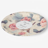 エッフェルタワーバタフライとバラパタ結婚ーン ペーパープレート (アングル)