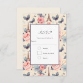 エッフェルタワーバタフライとバラパタ結婚ーン 出欠カード (正面/裏面)