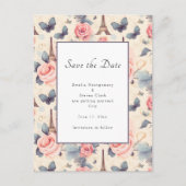 エッフェルタワーバタフライとバラパタ結婚ーン 案内ポストカード (正面)