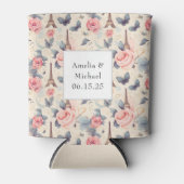 エッフェルタワーバタフライとバラパタ結婚ーン 缶クーラー (正面)