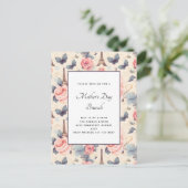 エッフェルタワーバタフライとバラ母の日 ポストカード (スタンド正面)