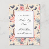 エッフェルタワーバタフライとバラ母の日 ポストカード (正面)