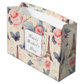 エッフェルタワーバタフライとバラ母の日 ラージペーパーバッグ (裏面アングル)
