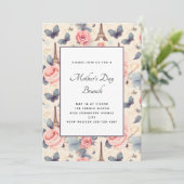 エッフェルタワーバタフライとバラ母の日 招待状 (スタンド正面)