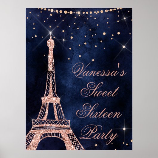 エッフェルタワーバラ金ゴールドスウィート16ウェルカムサイン ポスター (正面)