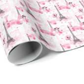 エッフェルタワーパターンパリシックフランスのピンク ラッピングペーパー (ロールコーナー)