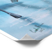 エッフェルタワーパリのポスタ絵画ーでカップル ポスター (角)