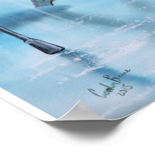 エッフェルタワーパリのポスタ絵画ーでカップル ポスター (角)