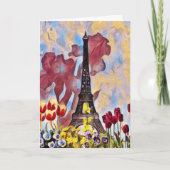 エッフェルタワーパリアイリスチューリップ春の花 カード (正面)