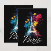 エッフェルタワーパリガールズトラベルホリデイフランスソウ エンクロージャーカード (正面/裏面)
