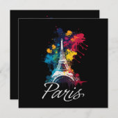 エッフェルタワーパリガールズトラベルホリデイフランスソウ 招待状 (正面/裏面)