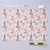 エッフェルタワーパリシックフランスのピンククリスマス 薄葉紙 (クラフト)