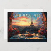 エッフェルタワーパリシティイラストレーショントラベルアート ポストカード (正面/裏面)