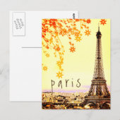 エッフェルタワーパリシティ素朴ヴィンテージビューポスタ ポストカード (正面/裏面)