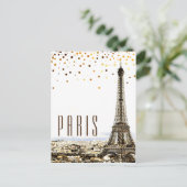 エッフェルタワーパリシティ素朴ヴィンテージ ポストカード (スタンド正面)