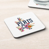 エッフェルタワーパリシャツサルットフラワーイングパリフラ コースター (左側)