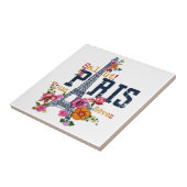 エッフェルタワーパリシャツサルットフラワーイングパリフラ タイル (側面)