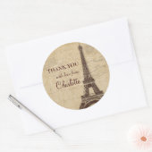 エッフェルタワーパリジャンブライダルシャワーサンキュー ラウンドシール (封筒)