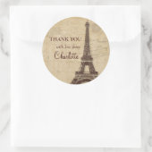 エッフェルタワーパリジャンブライダルシャワーサンキュー ラウンドシール (バッグ)