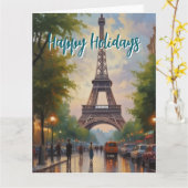 エッフェルタワーパリトラベルヴィンテージレトロアート カード (黄色い花)