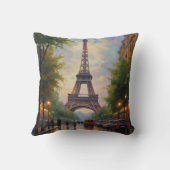 エッフェルタワーパリトラベルヴィンテージレトロアート クッション (裏面)