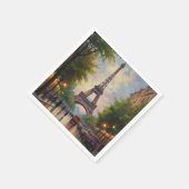 エッフェルタワーパリトラベルヴィンテージレトロアート スタンダードカクテルナプキン (角)