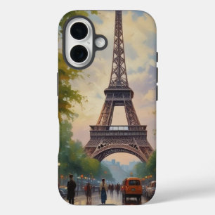 エッフェルタワーパリトラベルヴィンテージレトロアート iPhone 16ケース