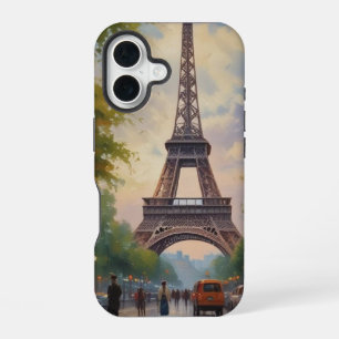エッフェルタワーパリトラベルヴィンテージレトロアート iPhone 16ケース