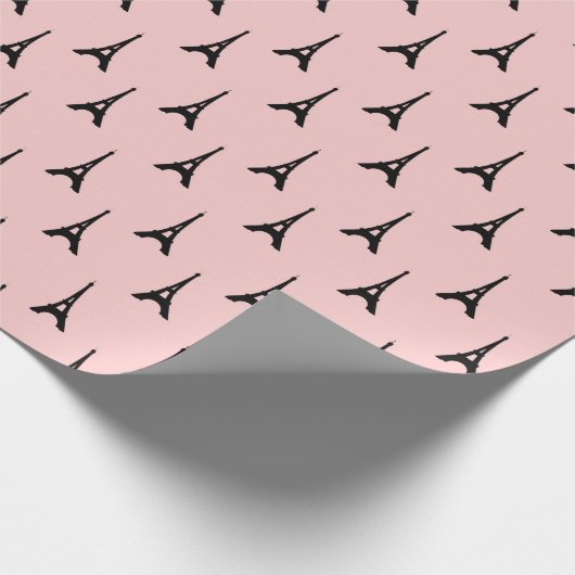 エッフェルタワーパリパステル薄紫赤面ピンクブラック ラッピングペーパー (角)