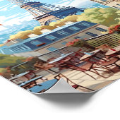 エッフェルタワーパリフランスアートヴィンテージトラベル ポスター (角)