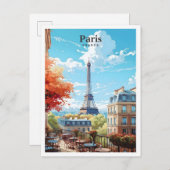 エッフェルタワーパリフランスアートヴィンテージトラベル ポストカード (正面/裏面)