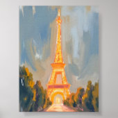 エッフェルタワーパリフランスウォーターカラー ポスター (正面)