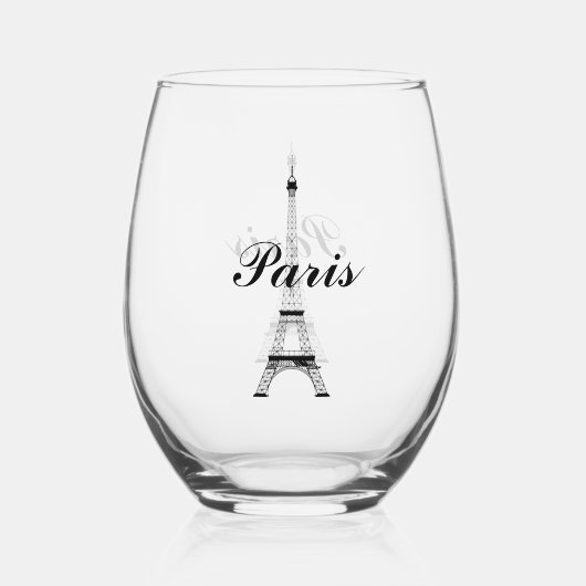 エッフェルタワーパリフランスデザイン ステムなしワイングラス (裏面)